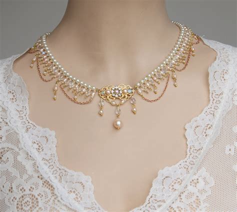 Bridal Necklace Pearls Vintage Statement Necklace Flower Pearl Etsy