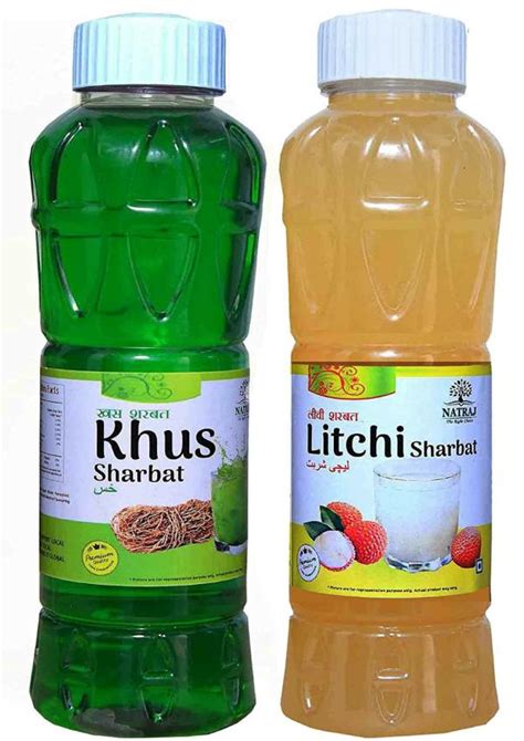 Natraj The Right Choice Khus Sharbat And Litchi Sharbat Syrup X