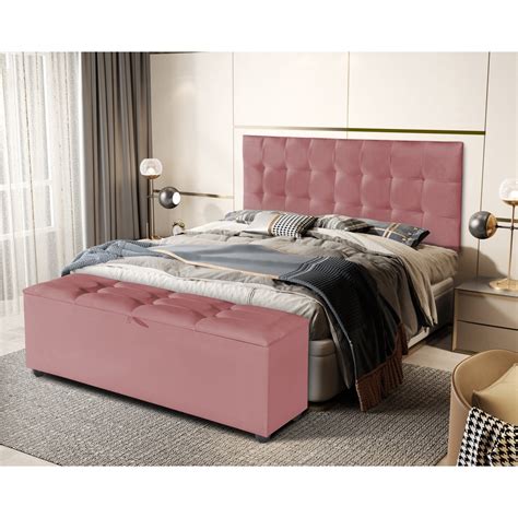 Cabeceira Rosa Estofada Ba Recamier Para Cama Casal Em Promo O