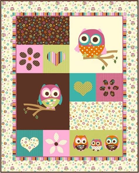 Hoot Owl Fabric Quilt Panel So Cute