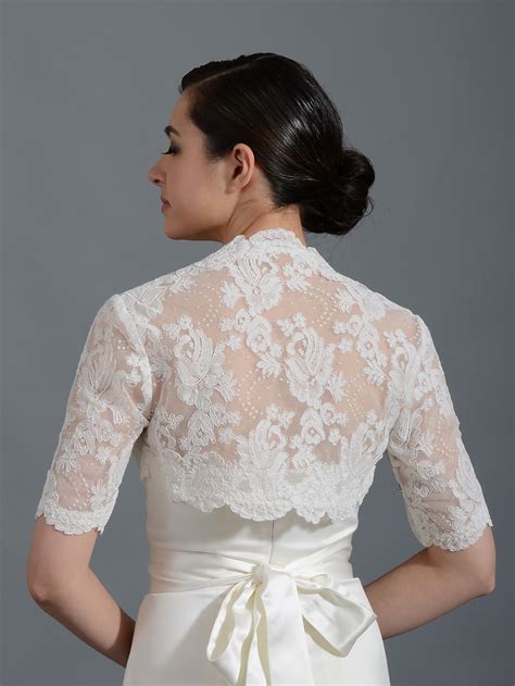 Elbow Sleeve Bridal Alencon Lace Bolero Jacket Tulip Bridal