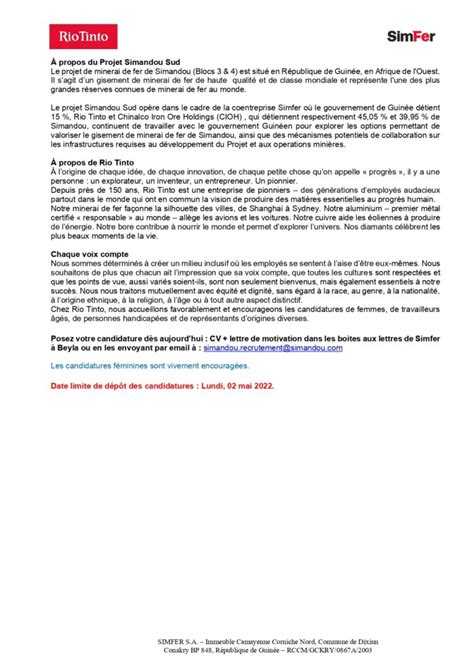 Rio Tinto Recrute Un Officier R Habilitation Journal Hebdo Et