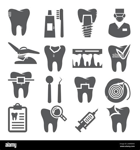 Dental Icons Set On White Background Stock Vector Image Art Alamy