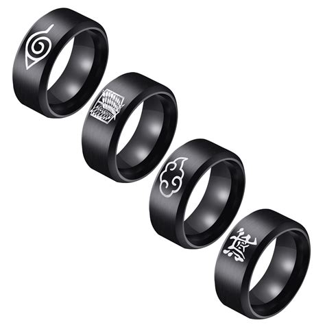 Buy 4pcs Anime Rings Set For Men Boys Stainless Steel Anime Ring Leaf