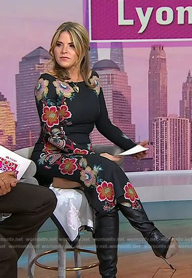 Wornontv Jennas Black Floral Print Slit Dress On Today Jenna Bush Hager Clothes And