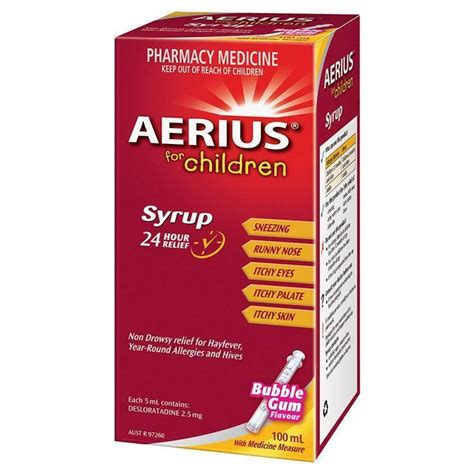 Aerius For Children Syrup 100ml 24 Hour Relief Of Hayfever Allergies