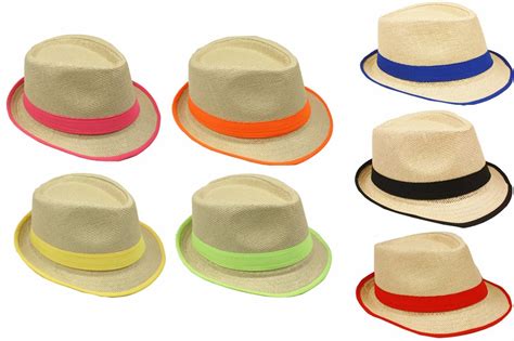 Straw Fedora W Band And Rim Line Trilby Gangster Panama Classic Vintage Style Hat Ebay