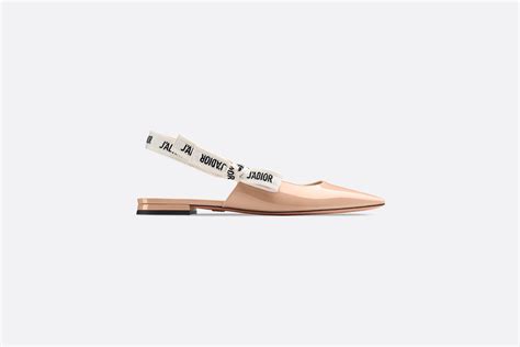 J Adior Slingback Ballerina Flat Nude Patent Calfskin Dior