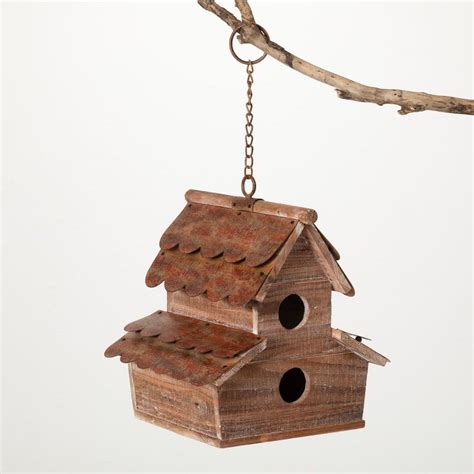 Sullivans In Brown Copper Shingled Wood Birdhouse N The