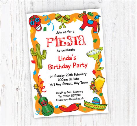 Mexican Fiesta Party Invitations | Personalise Online Plus Free ...