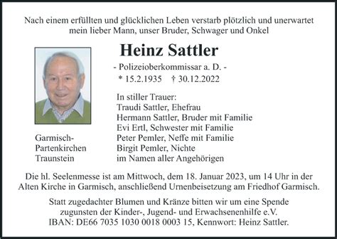 Traueranzeigen Von Heinz Sattler Trauer Merkur De