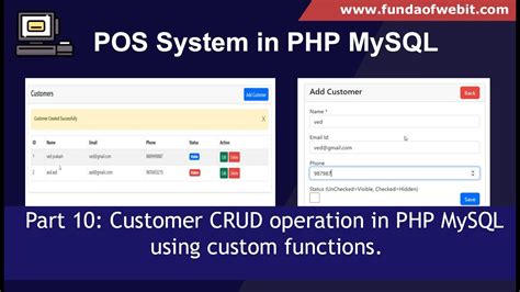 Pos System In Php Part Customer Crud Operation In Php Mysql Using