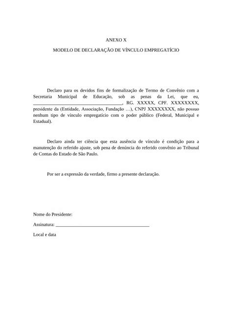 Pdf Anexo X Modelo De Declara O De V Nculo Dokumen Tips