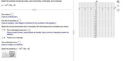 Solved Graph The Parabola And Give Its Vertex Axis Of