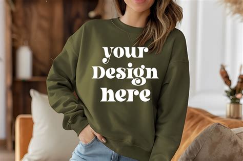 Gildan Militarygreen Mockup Graphic By Mockupstore Creative Fabrica