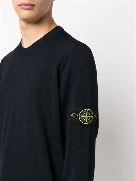 Stone Island Pullover Mit Kompass Patch Blau Farfetch De