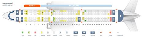 Seat map of the Airbus A321 American Airlines