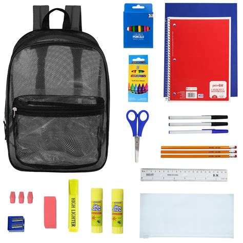 Wholesale 17 Mesh Backpacks In Black And Bulk School Supply Kits