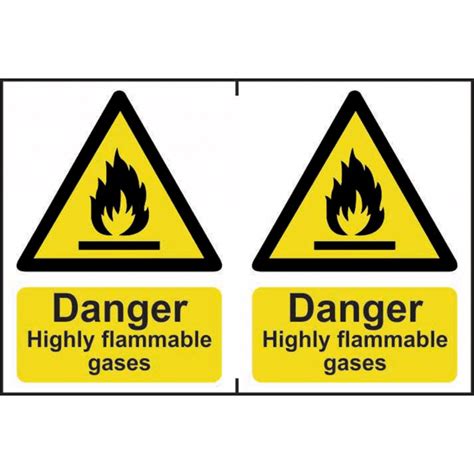 Danger Highly Flammable Gases’ Sign Self Adhesive Semi Rigid Pvc 2 Per Sheet 300mm X 200mm