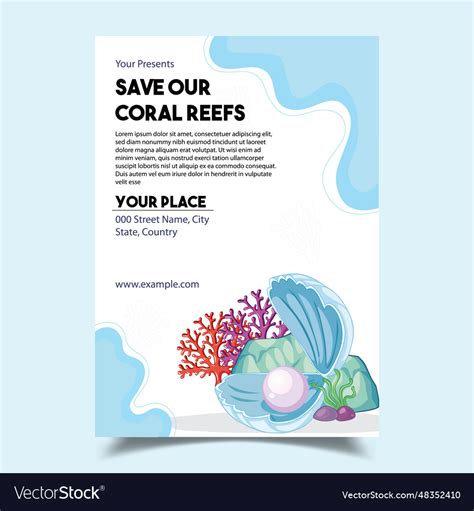 Save the coral reef flyer Royalty Free Vector Image