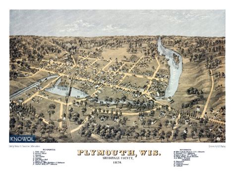 Beautifully restored map of Plymouth, Wisconsin from 1870 - KNOWOL