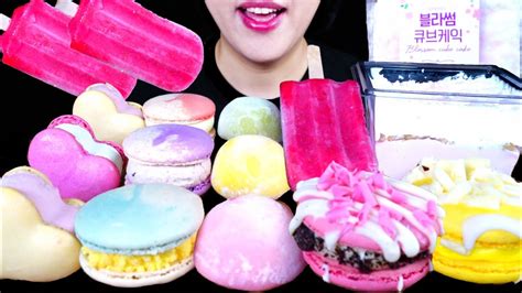 Asmr Sweet Spring Desserts Macarons Ice Cream Chocolate Desserts 편의점