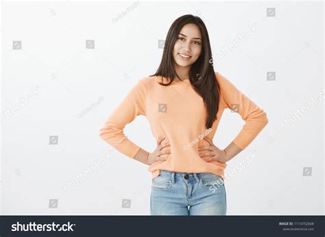 Photo De Stock Portrait Cute Tanned Brunette Casual Clothes 1114752668 Shutterstock