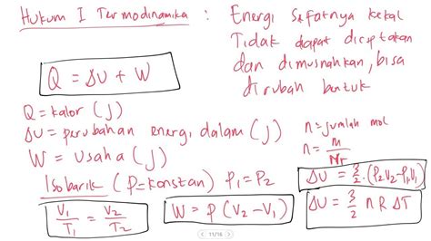 Penjelasan Hukum Pertama Termodinamika Dan Proses Isobarik Isokhorik