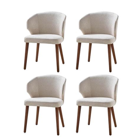 JAYDEN CREATION Nuria Linen Upholstered Dining Chair With Wing Back And