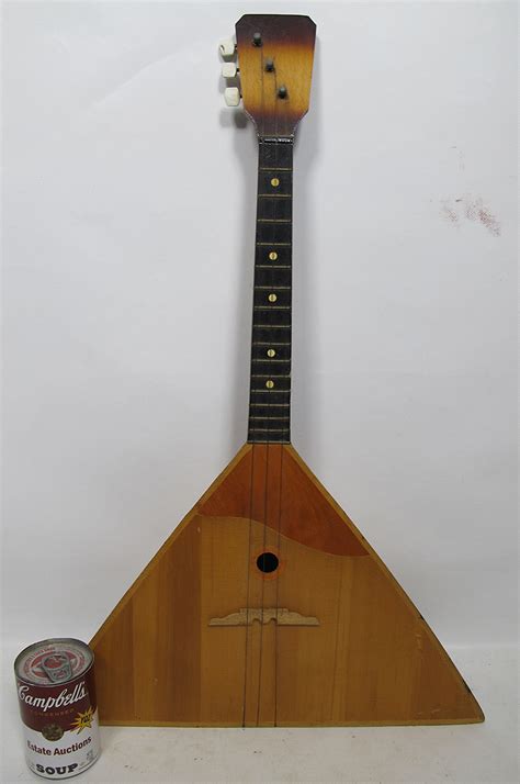 Vintage Balalaika Russian Three String Wood Triangle Guitar Folk