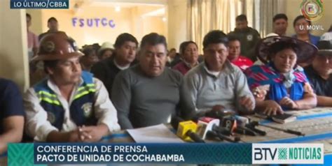 ABI Pacto De Unidad De Cochabamba Rechaza Amenazas De Bloqueos Y