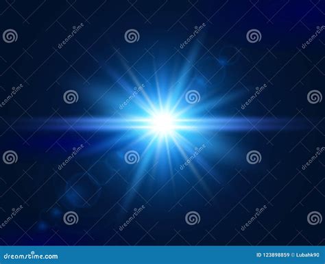 Glowing Light Effect Blue Lens Flare Glare Light Explosion Star