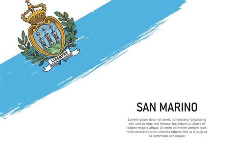 Grunge Styled Brush Stroke Background With Flag Of San Marino