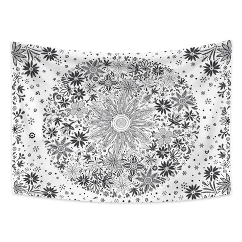 Black And White Mandala Tapestry Wall Hangingbohemian Etsy