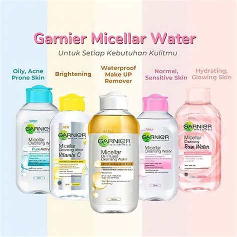 Jual GARNIER Micellar Water Pink Blue Salicylic BHA Rose Vit C