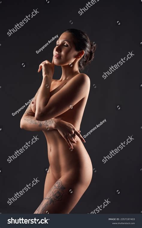 Alluring Naked Woman On Black Background Stock Photo Shutterstock