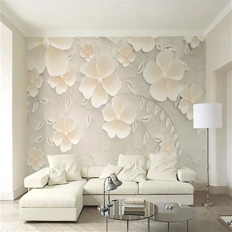 Beibehang Custom Mural Wallpaper Modern Minimalist Beige Embossed