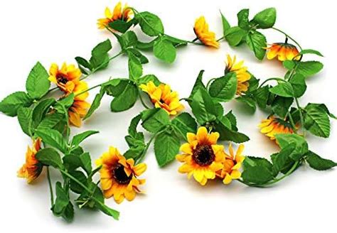 Mila Amaz Pack Artificial Sunflower Garland Vine Faux Yellow Flower