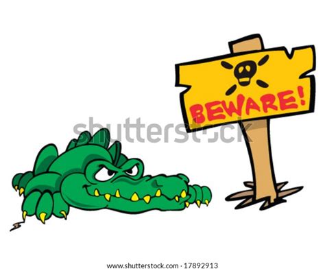 Vector Alligator Warning Sign Beware Stock Vector (Royalty Free ...