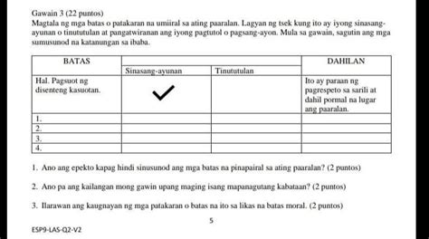 Gawain Puntos Magtala Ng Mga Batas O Patakaran Na Umiiral Sa Ating