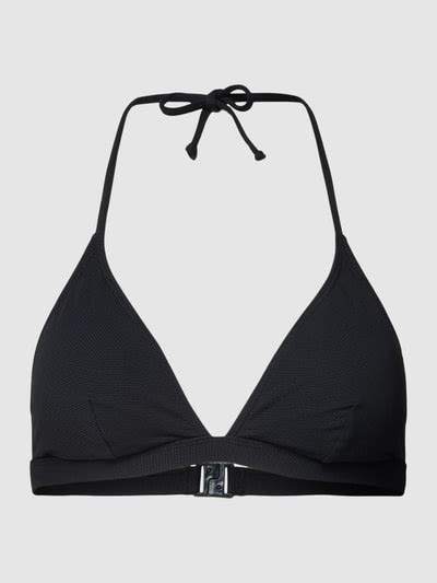 Kup online Esprit Top bikini z fakturowanym wzorem i wiązaniem czarny