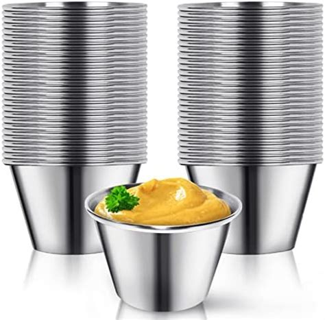 Artcome 55 Pack Stainless Steel Condiment Sauce Cups Great For Dipping