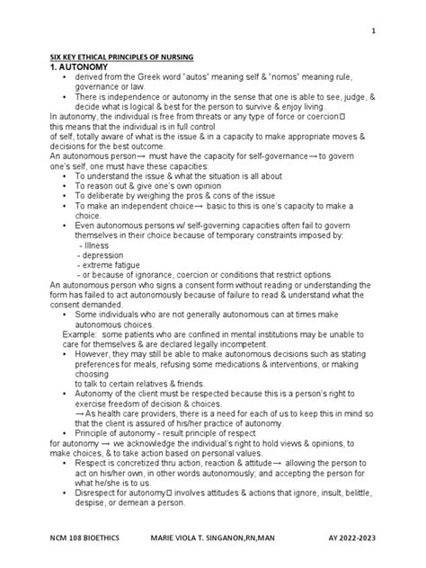 Ncm 108 Ethical Principles Pdf Autonomy Informed Consent