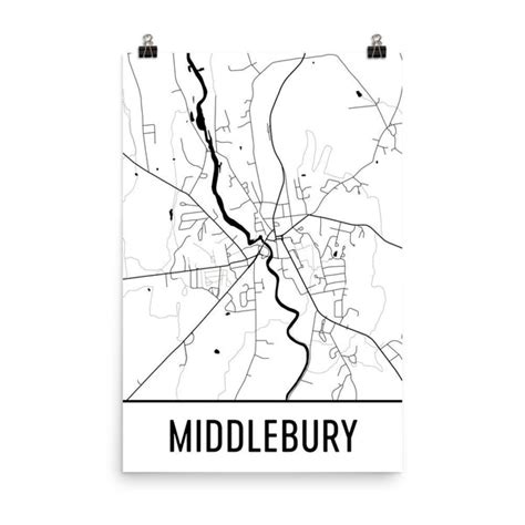 Middlebury VT Street Map Poster - Wall Print by Modern Map Art