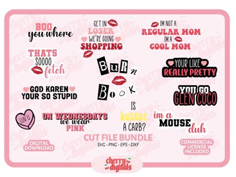 Mean Girls Svg Bundle Burn Book Svg Mean Girls Inspired Clip Etsy