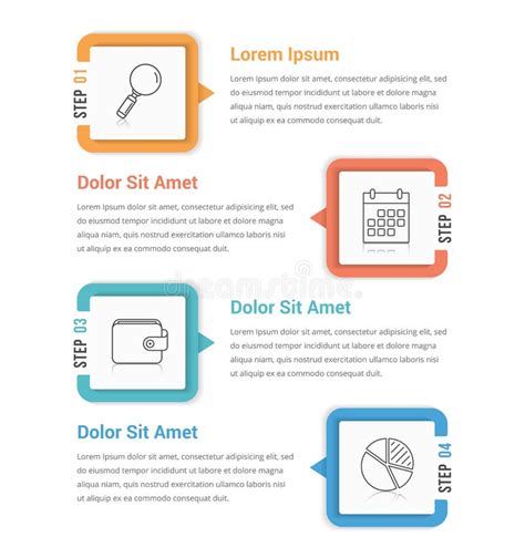 Vier Schritte Infographics Vektor Abbildung Illustration Von Text