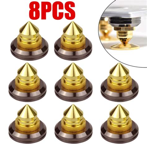 8pcs Speaker Spikes Stand Golden Cd Subwoofer Amplifier Turntable