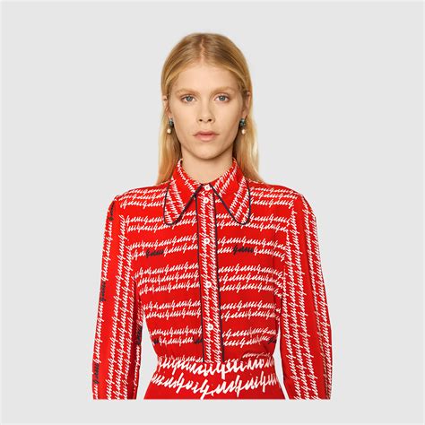 Gucci Women Gucci Print Silk Shirt 424465zgx056426