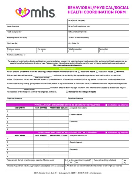 Fillable Online Mhs Behavioral Physical Social Health Coordination