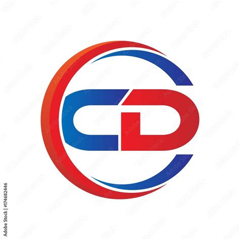 Cd Logo Vector Modern Initial Swoosh Circle Blue And Red Stock Vector